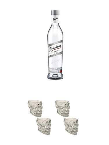 Belenkaya Gold Russischer Vodka 0,5 Liter + Wodka Totenkopf Shotglas 2 Stück