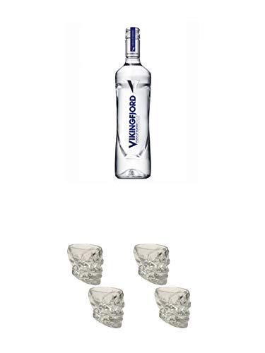 Vikingfjord Vodka aus Kartoffeln 0,7 Liter + Wodka Totenkopf Shotglas 2 Stück