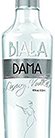 Eine ansprechende Vodkaflasche mit dem Namen "Biala Dama Vodka" vor einem neutralen Hintergrund.