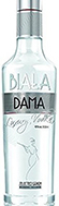 Eine ansprechende Vodkaflasche mit dem Namen "Biala Dama Vodka" vor einem neutralen Hintergrund.