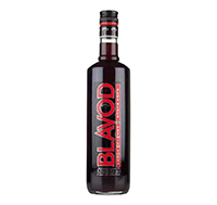 Eine stilvolle Vodkaflasche mit dem Namen "Blavod Vodka" vor einem neutralen Hintergrund.