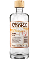 Koskenkorva Vodka Eine auffällige Vodkaflasche mit dem Namen "Koskenkorva Vodka" vor einem neutralen Hintergrund.