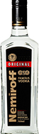 Nemiroff Vodka Eine ansprechende Vodkaflasche mit dem Namen "Nemiroff Vodka" vor einem neutralen Hintergrund.
