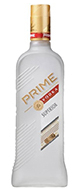 Eine markante Vodkaflasche mit dem Namen "Prime Vodka" vor einem neutralen Hintergrund.