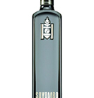 Eine ansprechende Vodkaflasche mit dem Namen "Soyombo Vodka" vor einem kulturellen Hintergrund.