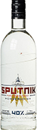 Sputnik Horseradish Wodka Eine auffällige Vodkaflasche mit dem Namen "Sputnik Vodka" vor einem dynamischen Hintergrund.