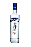 Viru Valge Vodka Eine elegante Vodkaflasche mit dem Namen "Viru Valge Vodka" vor einem neutralen Hintergrund.