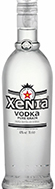 Eine elegante Vodkaflasche mit dem Namen "Xenia Pure Grain Vodka" vor einem neutralen Hintergrund.