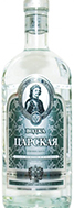 Tsarskaya Vodka Eine klassische Vodkaflasche mit dem Namen "Tsarskaya Vodka" vor einem eleganten Hintergrund.